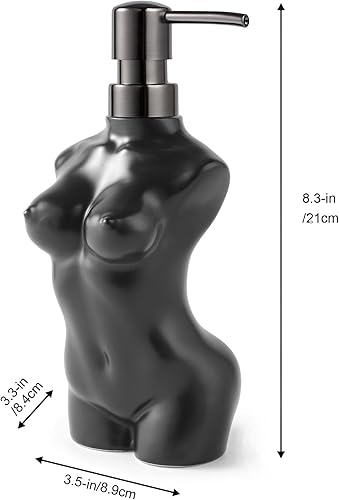 Miniatura 3 de Dispensador de jabón de cerámica, dispensador de líquido de loción de manos, recargable para decoración de cocina y baño (negro)