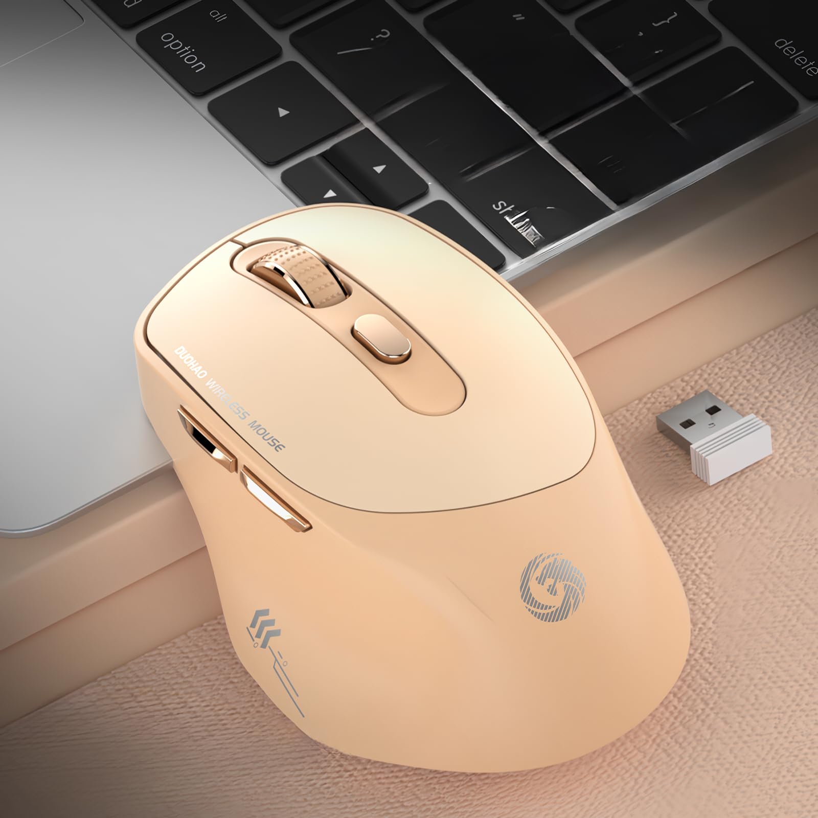 LALAKESI Wireless Mouse，2.4G Portable USB Wireless Mouse for Home Office Travel Compatible with Laptop, Mac, Chromebook, PC, Windows laptop mouse wireless cordless mouse usb mouse (Gold)
