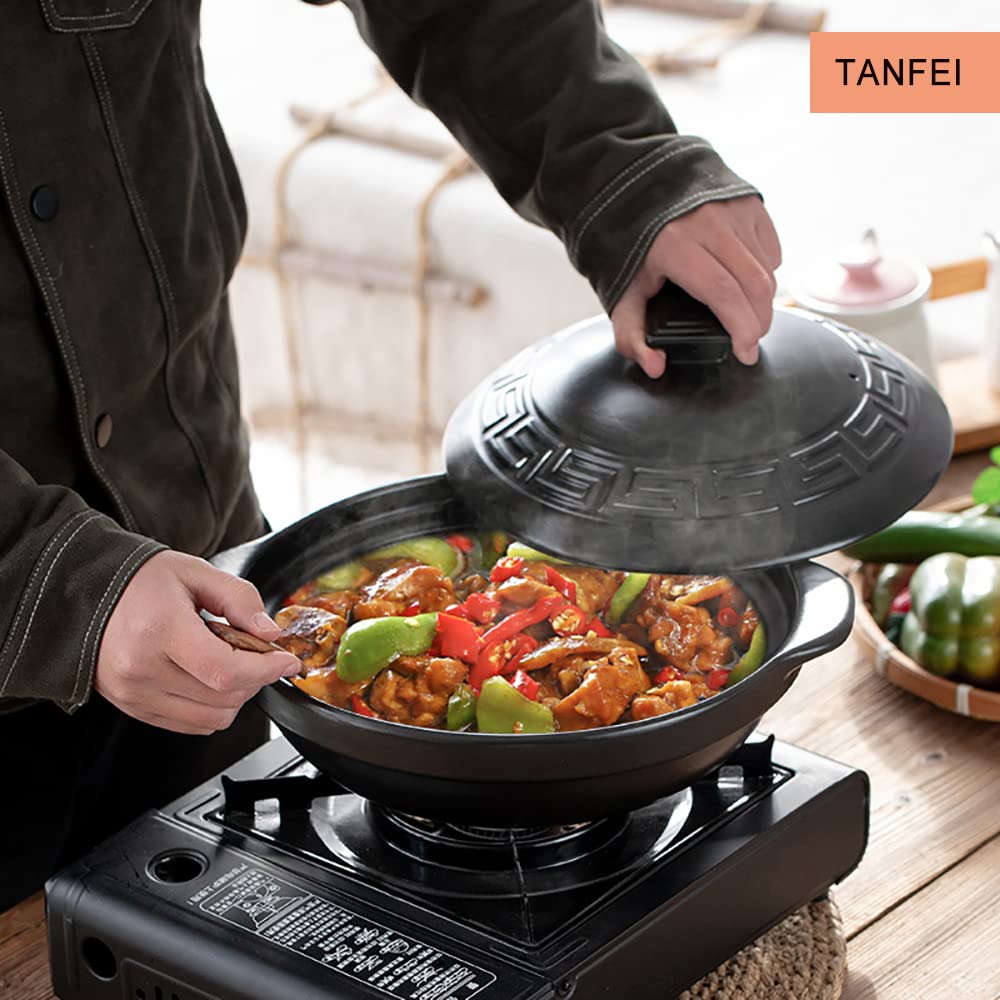 Soup Bowl,Ceramic Soup Serving Pot,Clay Pot For Cooking, Korean Stone Pot With Lid, Ceramic Casserole Hot Pot Bibimbap And Soup, Chinese Casserole Clay Cooking Pot(750ml)