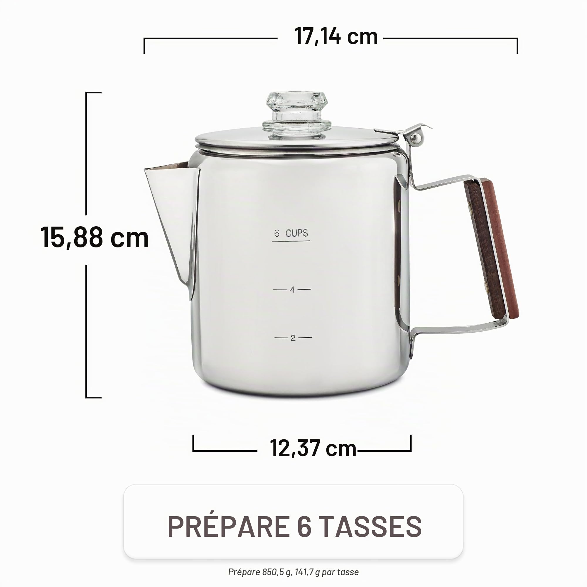 Coletti Cafetière de Camping Bozeman – Percolateur à café – Cafetière percolateur pour feu de Camp ou préparation de café sur cuisinière (6 Tasses)