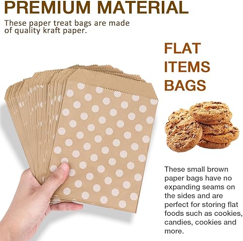 Miniatura 4 de 200 bolsas de papel planas de 5.1 x 7.1 pulgadas, pequeñas bolsas de papel marrón para galletas de panadería, bolsas de papel sándwich para