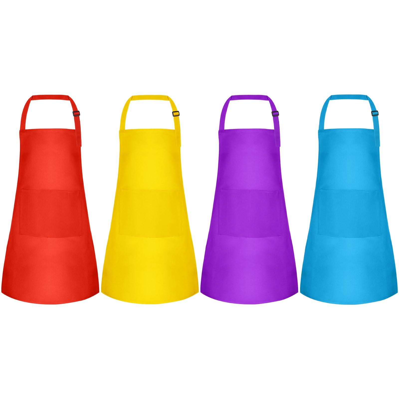 NACHLYNN 4 Pieces Kids Apron Adjustable Toddler Apron with 2 Pockets Kids Painting Aprons for Kids Painting Cooking Baking Crafts Activity (Multicolor)