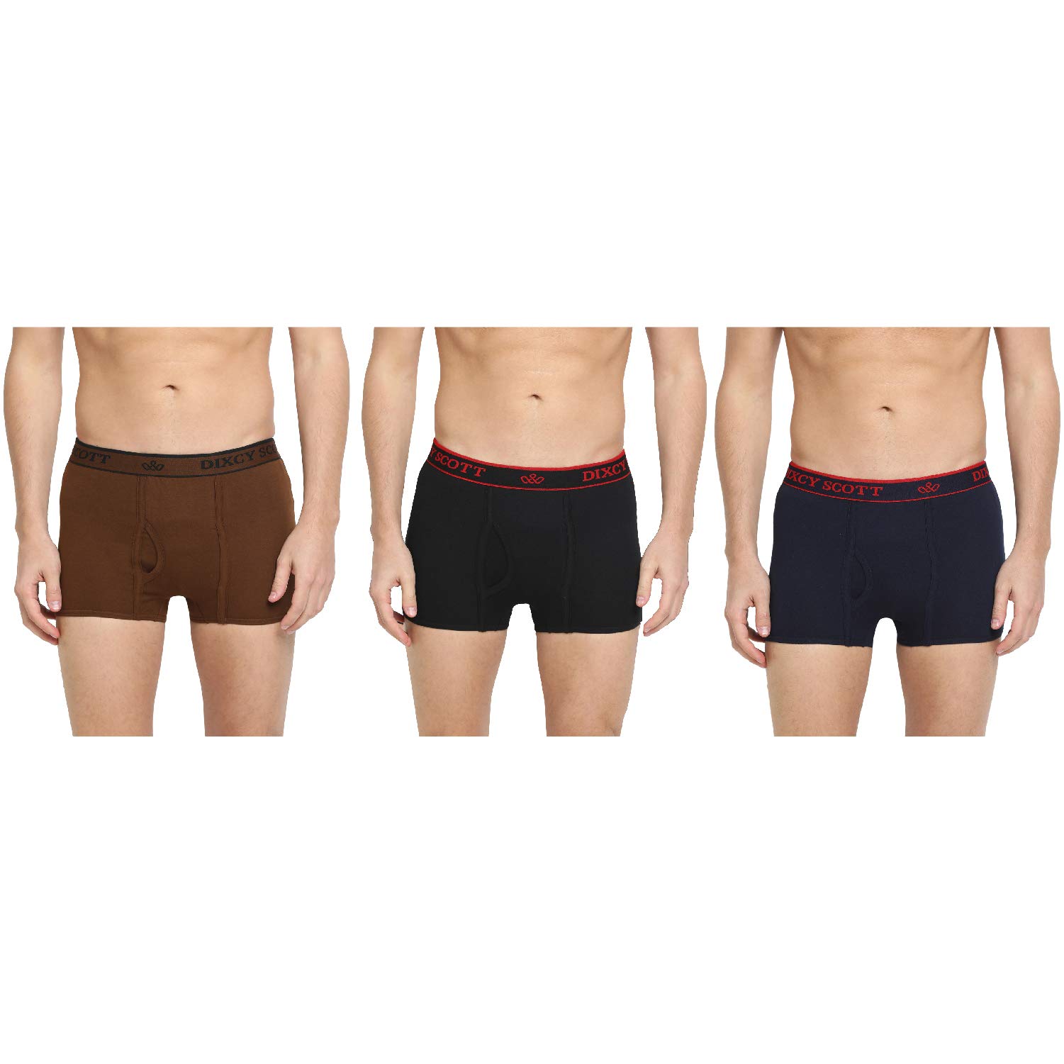 Originals Men’s Long Cross Trunk Comfort Fit Solid Innerwear Outer Elastic with Spandex(Short Navy/Coffee Brown/Black - Pack of 3 )-85