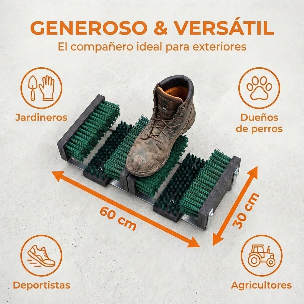 Borstelshop Rascador de Zapatos con Soporte - Felpudo para Exteriores - Felpudo para Exteriores - Rascador de Zapatos para Cepillos - 60 x 30 cm - Verde