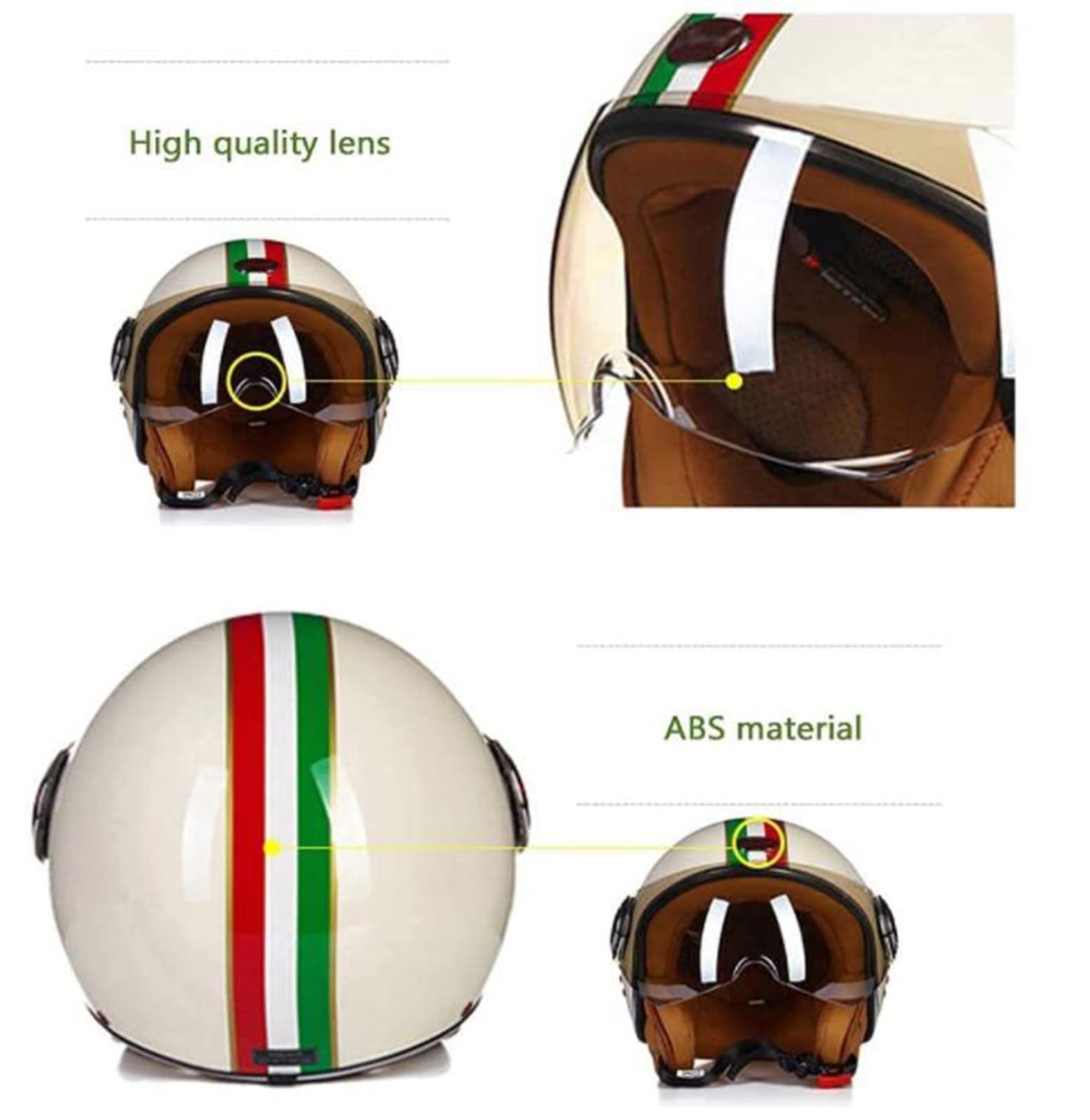 3/4 motor half helm met vizier dames heren motorhelmen met open gezicht DOT/ECE gecertificeerd warm houden Koude weerstand Winter Noodzakelijke scooter bromfiets helm, XL=58-59CM