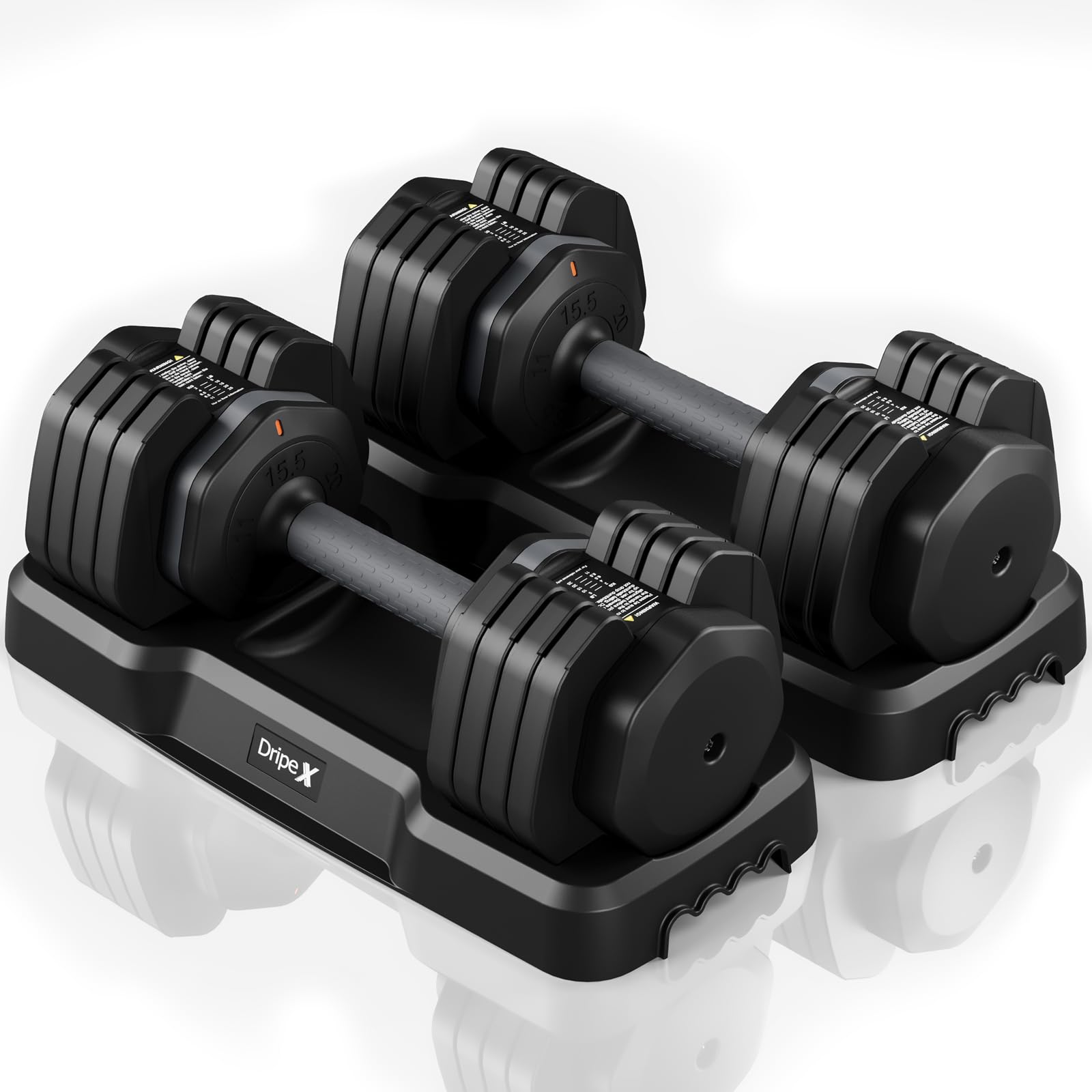 Dripex Haltères Réglables 2 à 41 kg, 5/10 en 1 Ensemble d'Haltères avec Base de Rangement, pour la Musculation, l'haltérophilie, l'entraînement à Domicile et à Salle de Sport