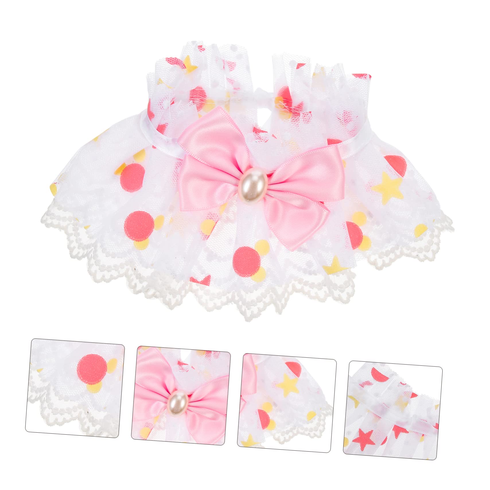 minkissy 5 x Katzenhalsband, Spitzenschal, Chihuahua-Halsband, Mädchen-Outfits, Kätzchen-Halsband mit Glöckchen, Kostüm, Kätzchen-Halsband, Katzenhalsband, Haustier-Hals-Ornament,