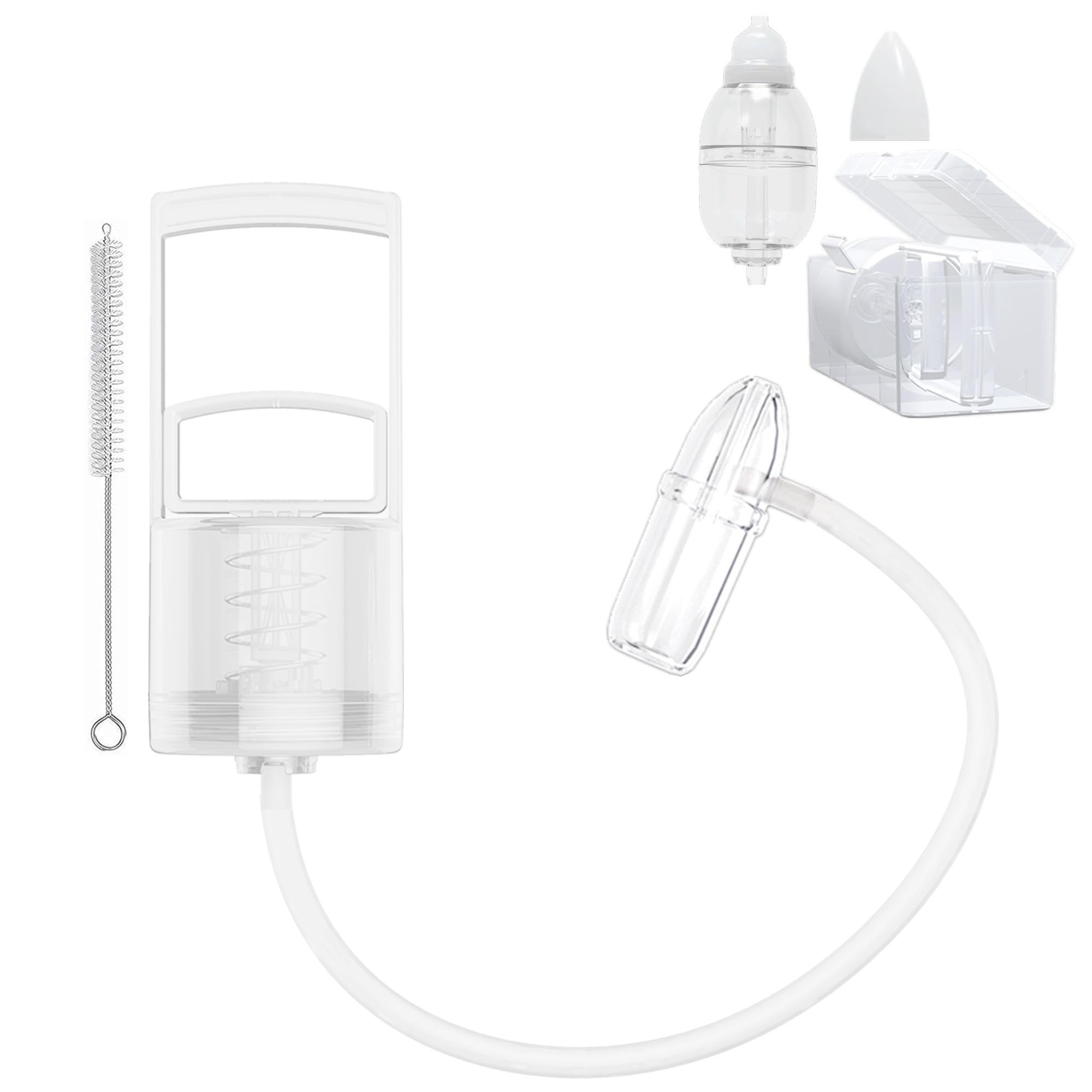 Aspirador nasal para bebé, chupador de mocos para bebé, ventosa de nariz con bomba de mano mejorada y punta no invasiva para limpiar pasajes obstruidos y mocos (transparente, estándar)
