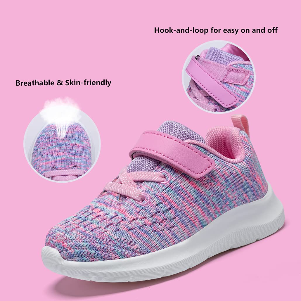 COODO Toddler/Little Kid Boys Girls Shoes Running Sports Sneakers (4 Toddler,Pastel)