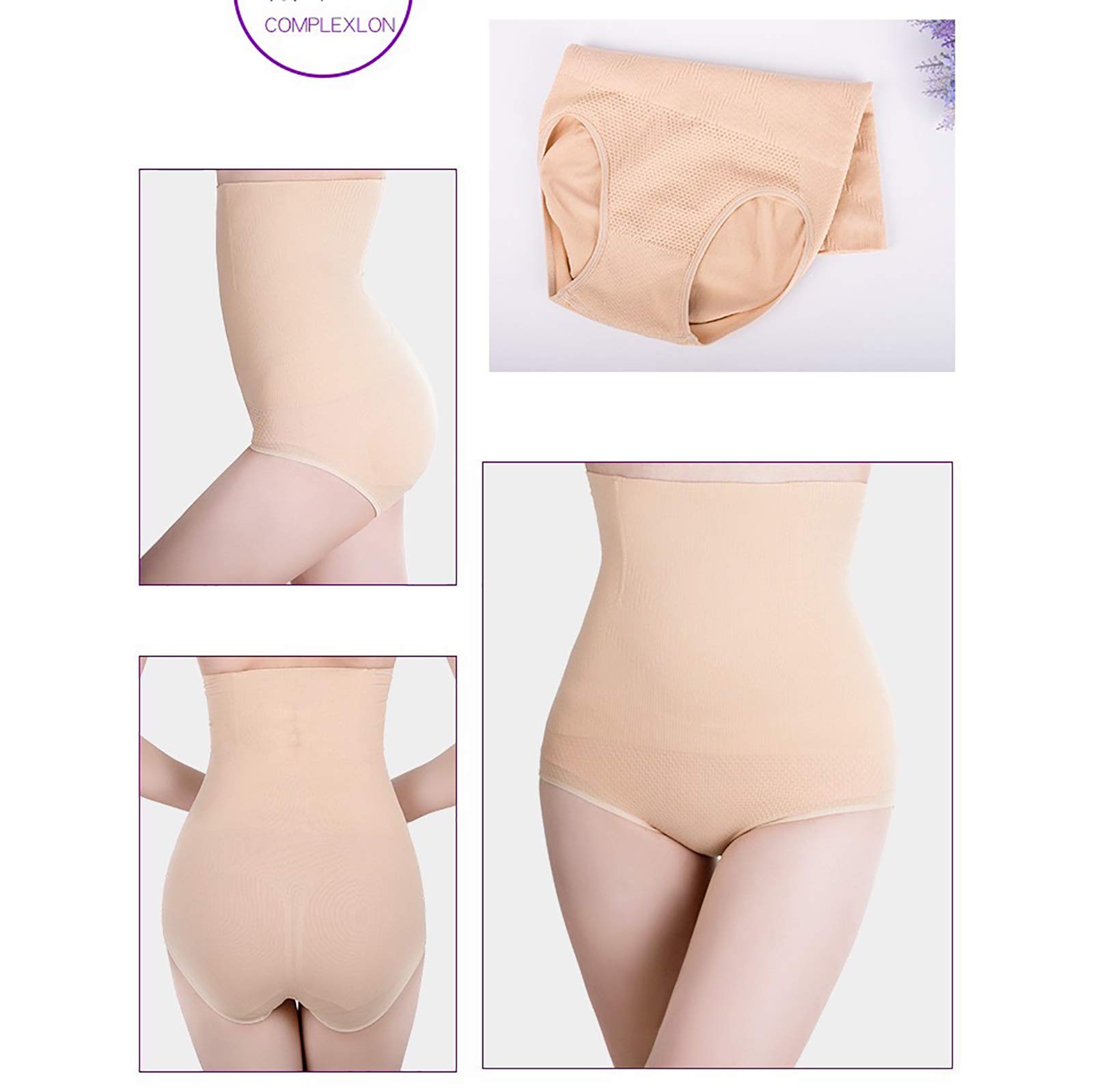 Mutandine da Donna a Vita Alta Mutandine per Il Controllo della Pancia Mutandine Senza Cuciture Pantaloncini Perizoma Shaper Shapewea 5 Pezzi,Flesh,L