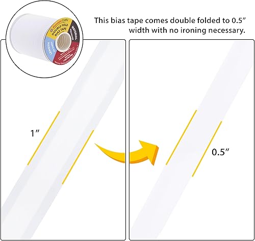 Miniatura 3 de Cinta bies de doble pliegue para costura, encuadernación, dobladillo, ribetes, parches por Mandala Crafts.