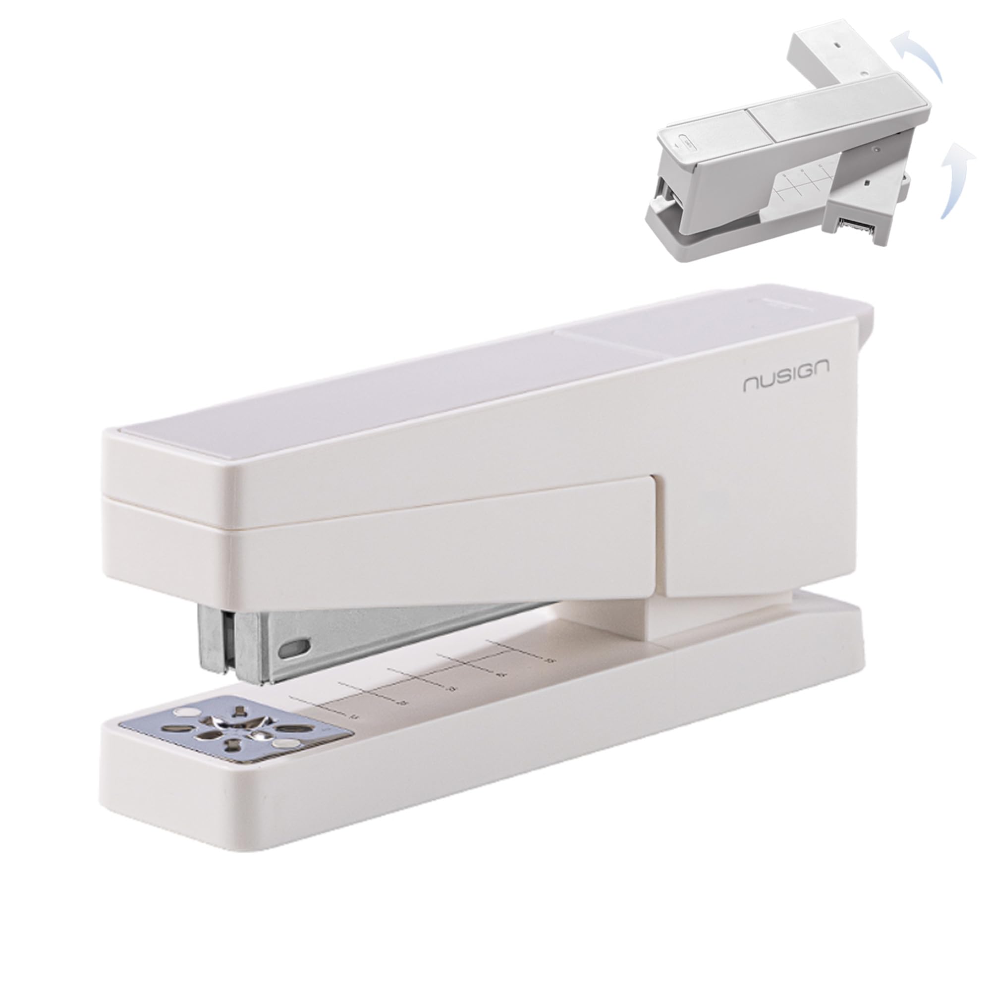 ThermoBox Swing-Arm Desktop Stapler, 360° Rotating Base, 25-Sheet Capacity, Fits 24/6 & 26/6 Staples, Durable Metal Build with Non-Slip Pad for Office