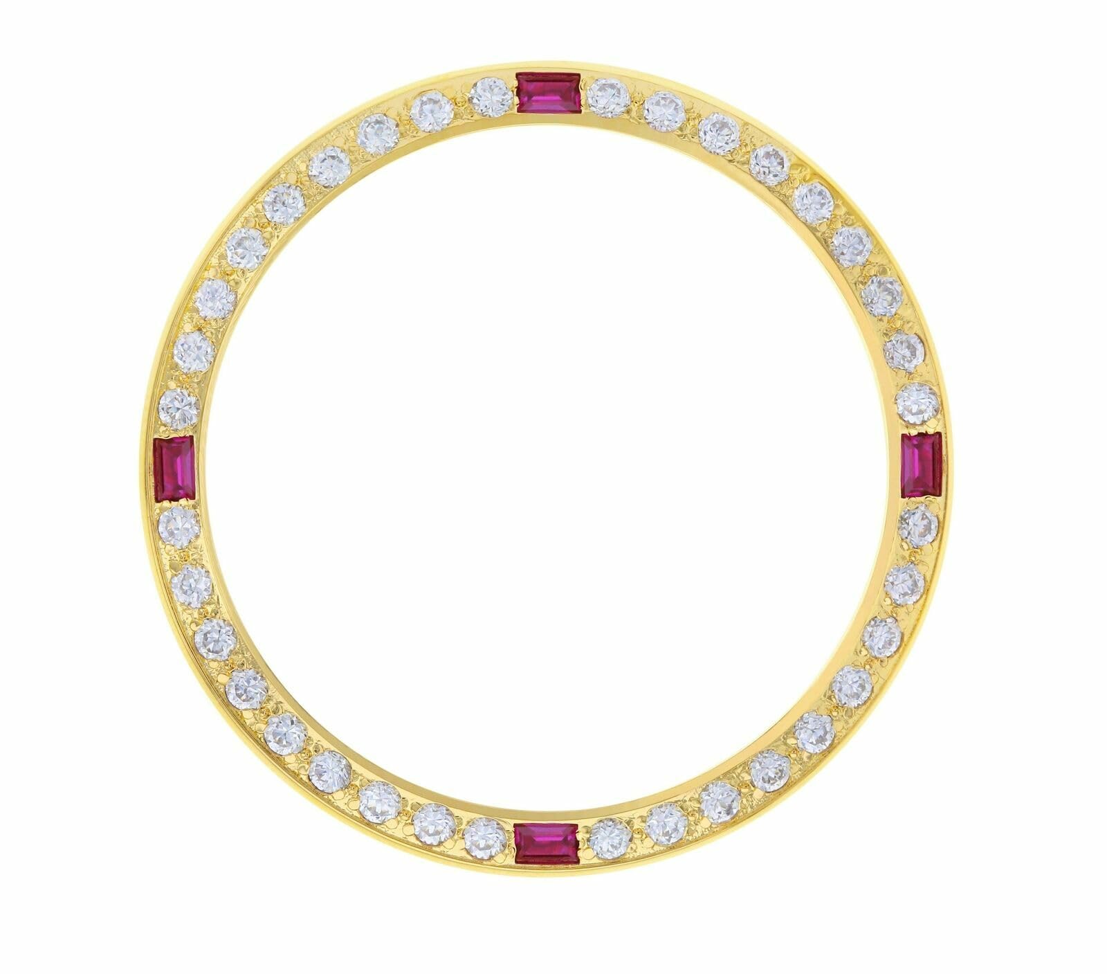 Gold Plated Created Diamond Ruby Bezel Compatible With 36mm Men Rolex Datejust 16013 1623…