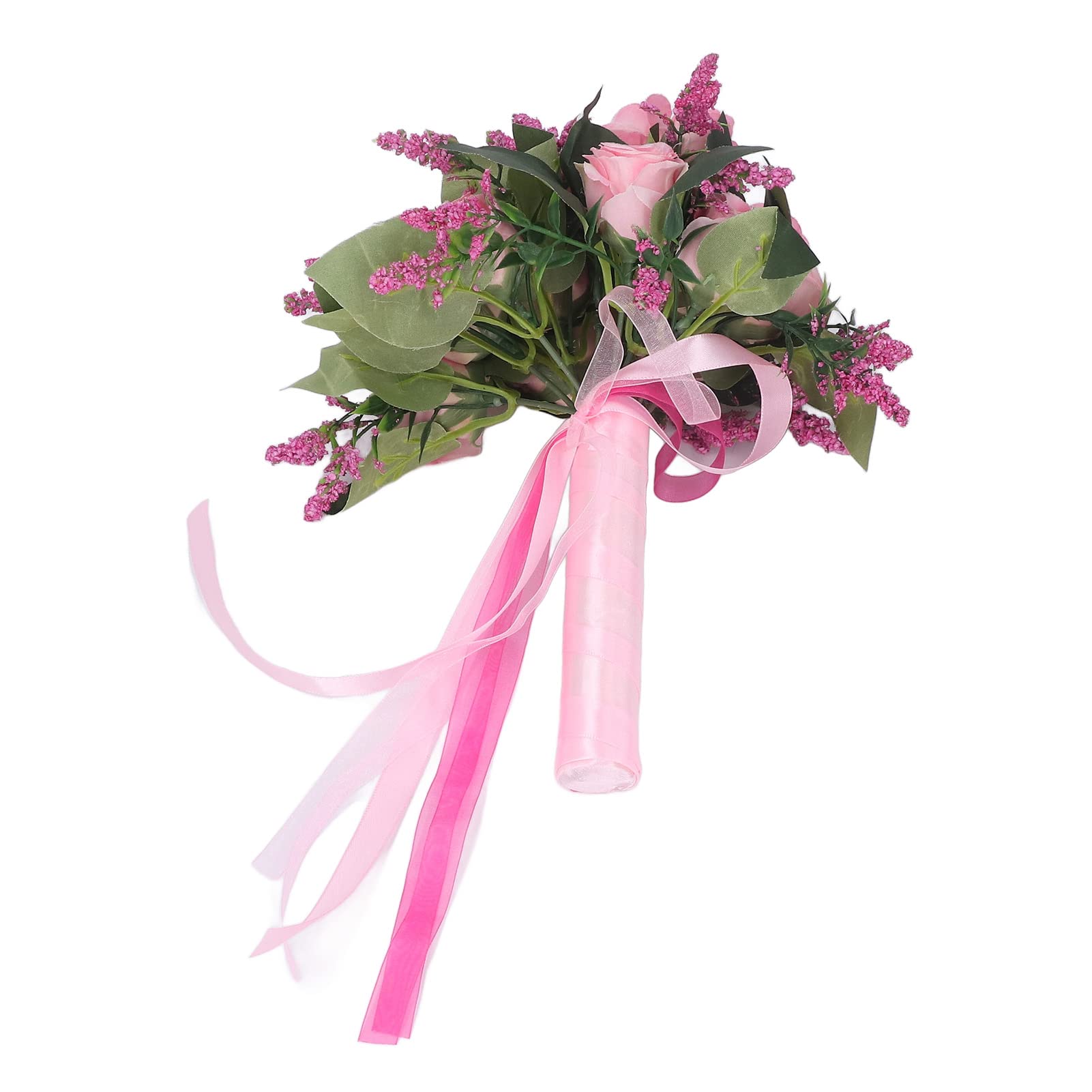 Bukiet ślubny symulacja sztucznej róży ślubny bukiet ślubny druhna trzymająca sztuczne kwiaty realistyczne(Pink)