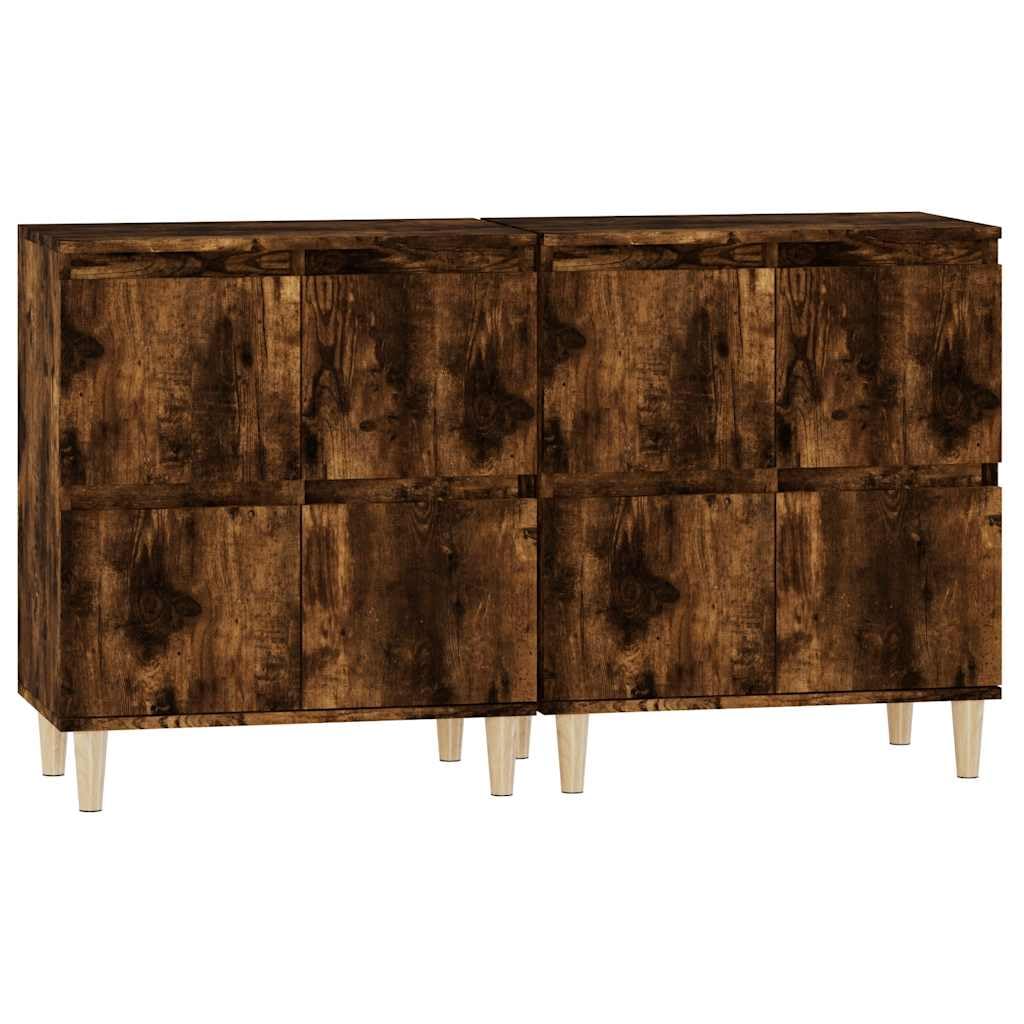 Générique 2-częściowy bufet wędzony dąb 60x35x70 cm drewno inżynieryjne, szafka do przechowywania z 4 przegródkami, klasyczny mebel w formie bufetu z miejscem na wyświetlacz, łatwy do czyszczenia