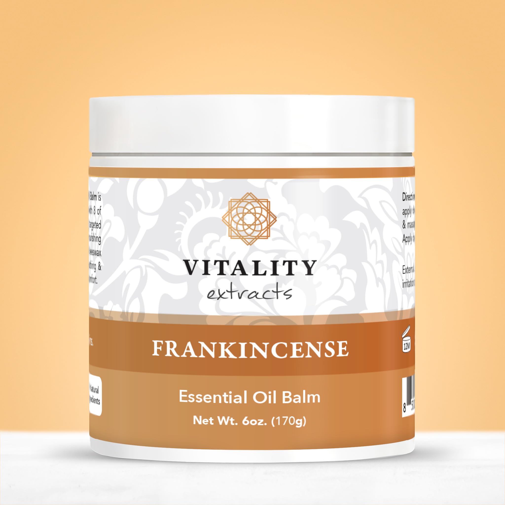 Vitality Extracts Frankincense Balm - 6oz, Boswellia Serrata, Beeswax, Olive Oil, Moisturizer for Dry, Cracked Skin, All Skin Types