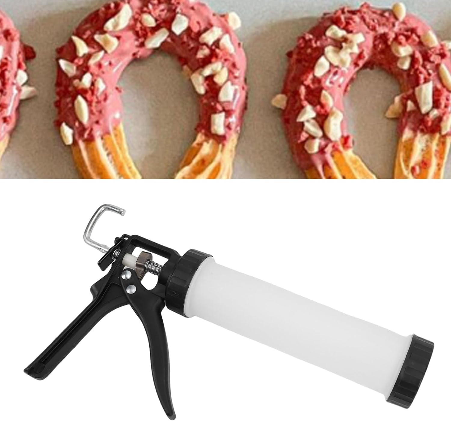 Manual Churro Maker Machine, Aluminum Alloy ABS Churro Gun Kit Versatile Cookie Press Set with Piping Bag Discs Piping Tips Baking Tools for Homemade Different Shape Churros