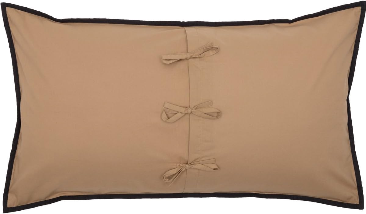 VHC Brands Check Star Cotton Primitive Bedding Hand Quilted Appliqued King Sham, Raven Black