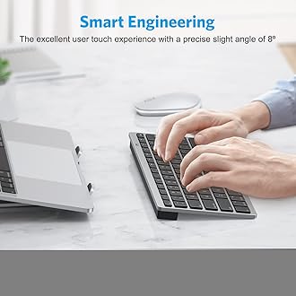 Bluetooth Keyboard for Mac, OMOTON Compact Wireless Keyboard Compatible with MacBook Pro/Air, iMac, iMac Pro, Mac Mini, Mac Pro Laptop and PC, Grey