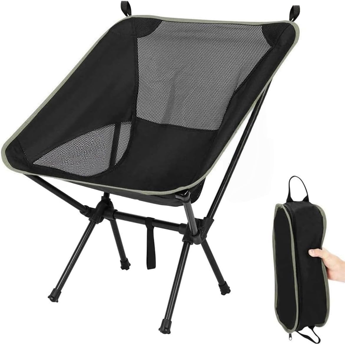 Nestling Portable Ultralight Folding Chair Camping Chair for Outdoor, Camping, Picnic, Fishing, Hiking and More (Grey)