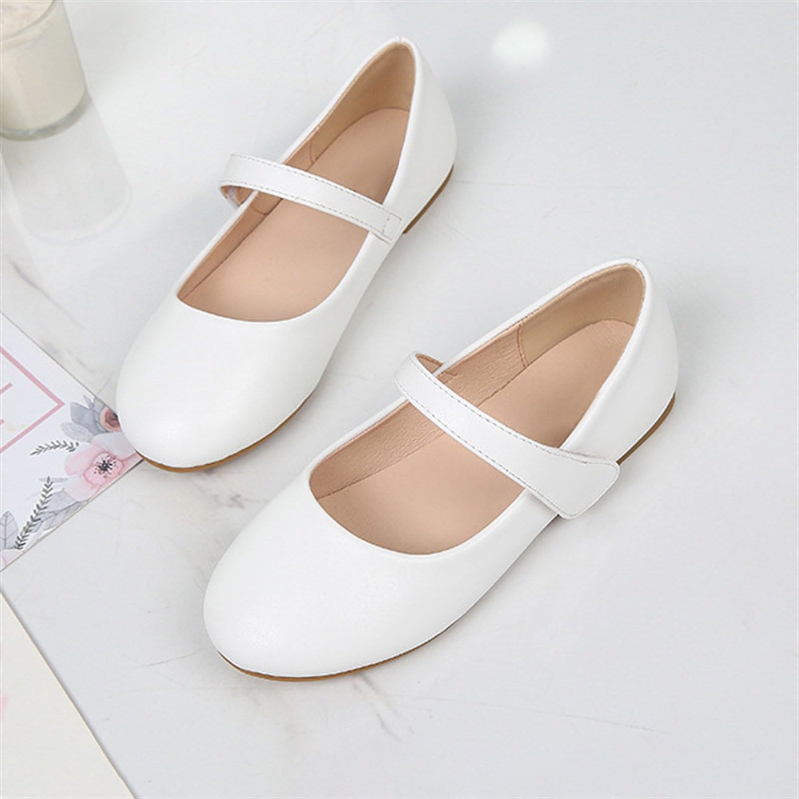 Taufschuhe Mädchen 27 Kommunionschuhe Klassische Einfarbig Lederschuhe Flache Tanzschuhe Bequem Leicht Schulschuhe Mary Janes Casual Kleinkind Schuhe Mit Klettverschluss Mädchenschuhe