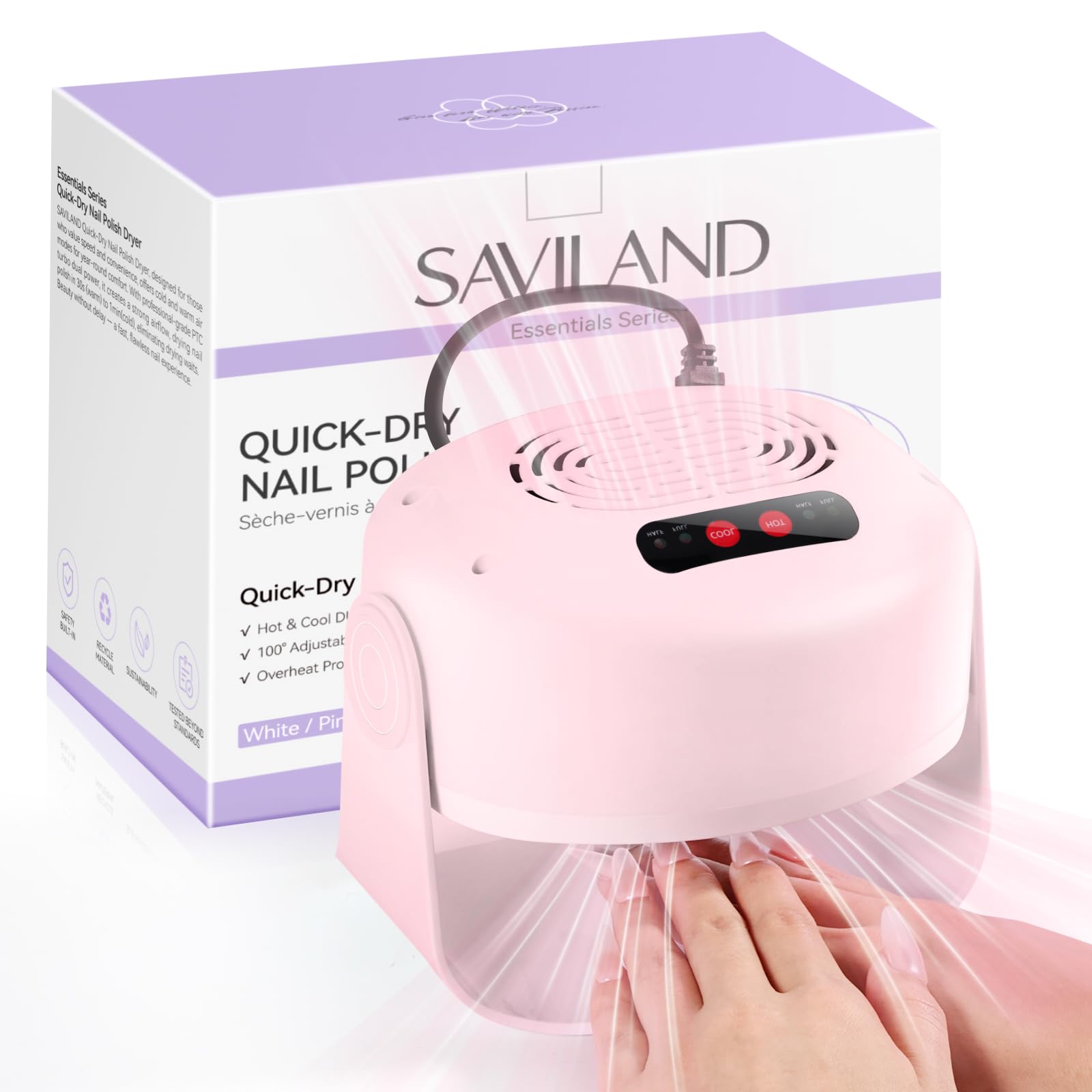 SAVILAND Nail Dryer with Adjustable Angle and Dual Drying Modes