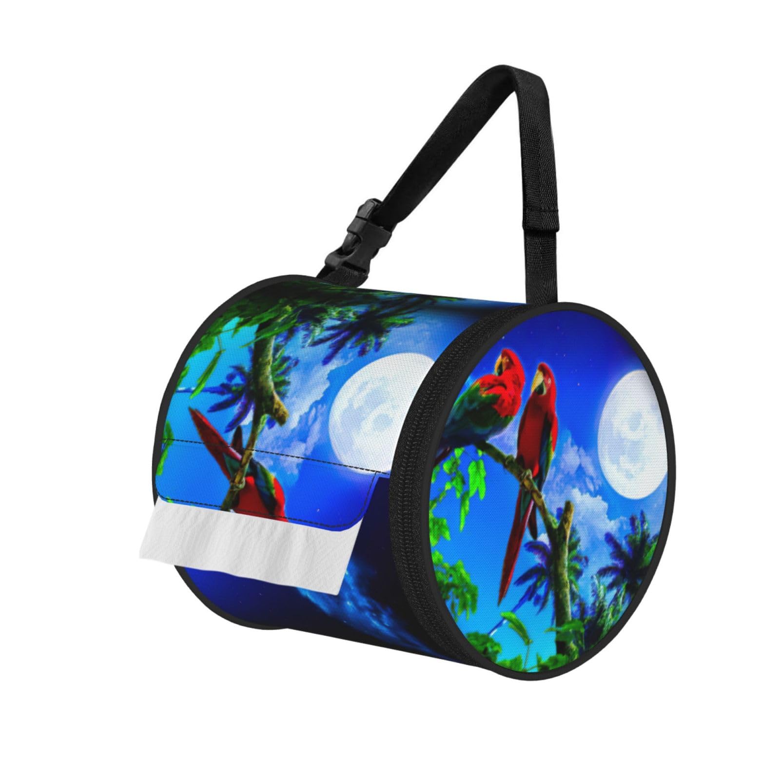 Parrot Print Fashion Tissues Organizer Box, Hanging Tissue Holder For Purse Coins For Car Office Daily Outing