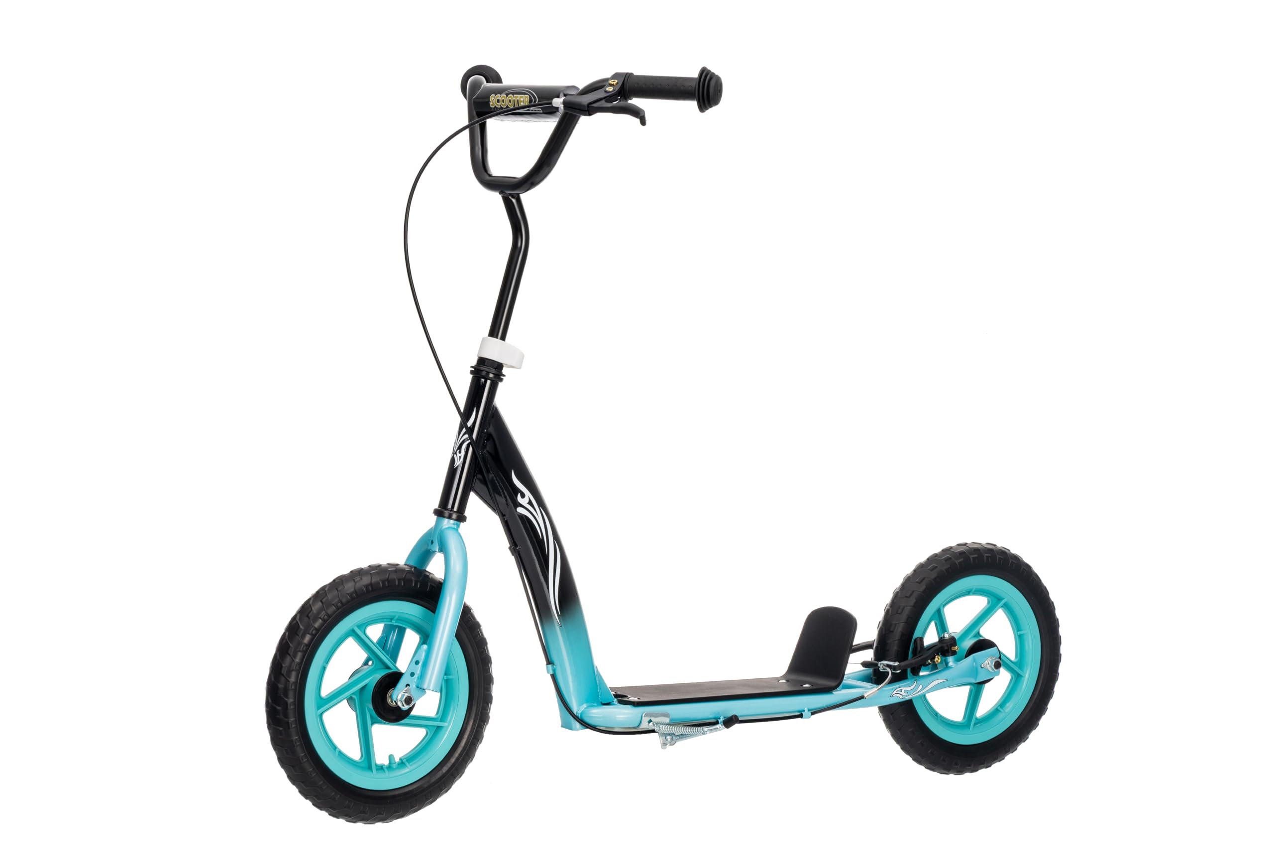 NINODOVAE Scooter for kids age 5-12，Φ12" big wheel scooter with Adjustable Handlebar, Rear Brake weight capacity 50kg Color (Light Sea Green)