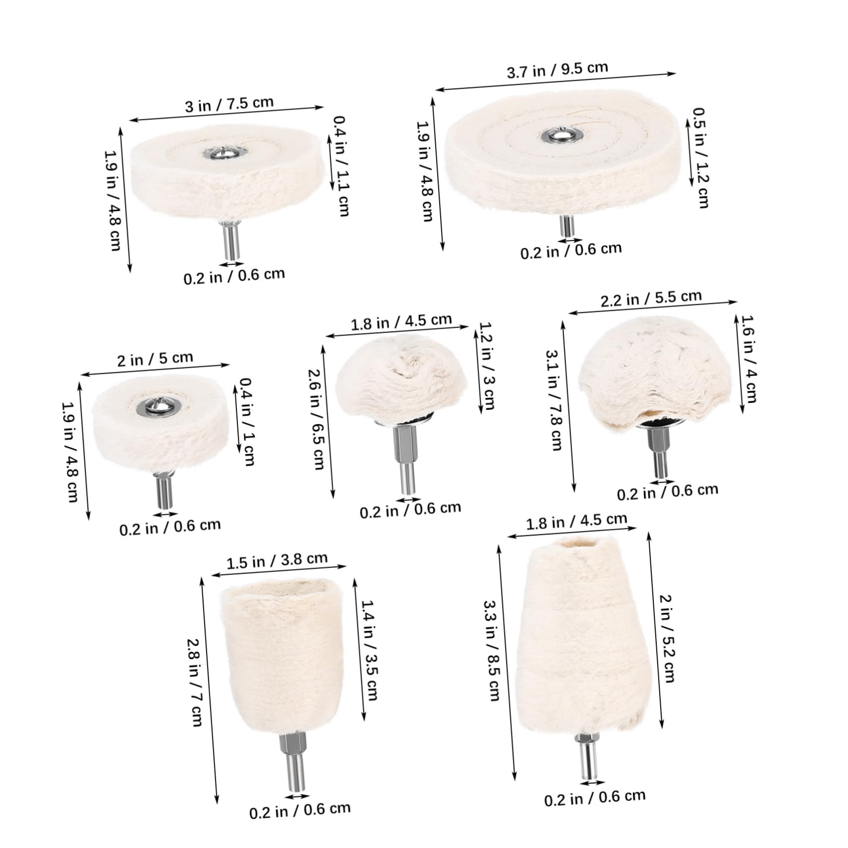 Cabilock Drill Polishing Tool Kit 7pcs Cotton Fabric Wheels Metal Core Buffing Pads for Metal Glass Jewelry Woodworking Efficient Polishing