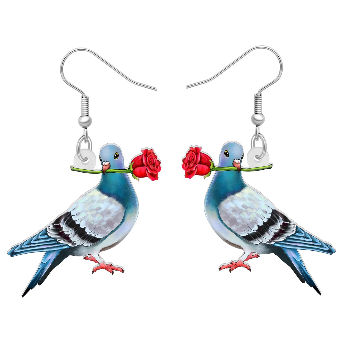 BONSNYBonsny Acrylic Drop Dangle Anime Blue Dove Pigeon Bird Earrings Jewelry For Women