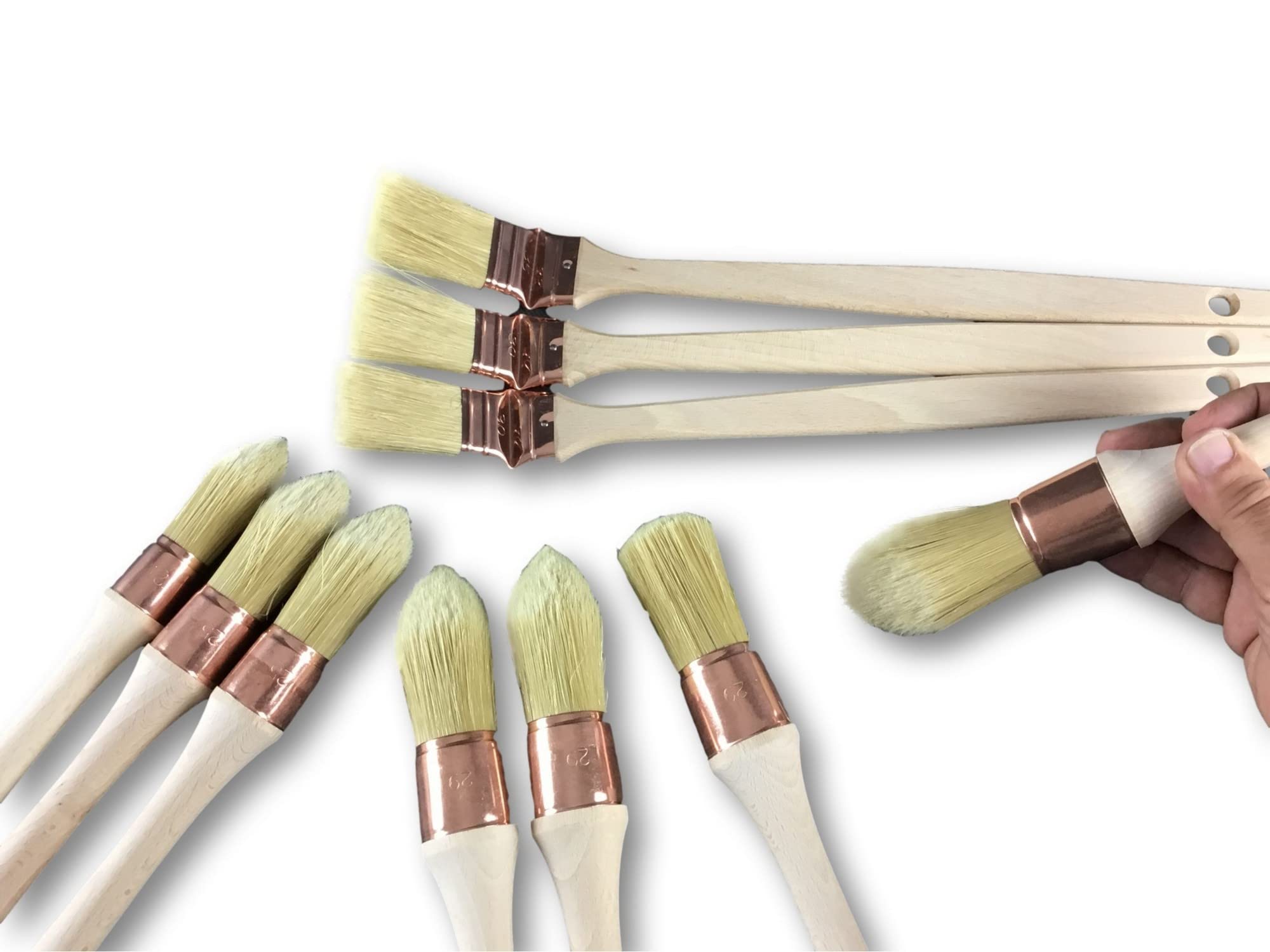 Kibros Pack 10 pinceaux rechampir Pouces Plats coudés Fabrication France