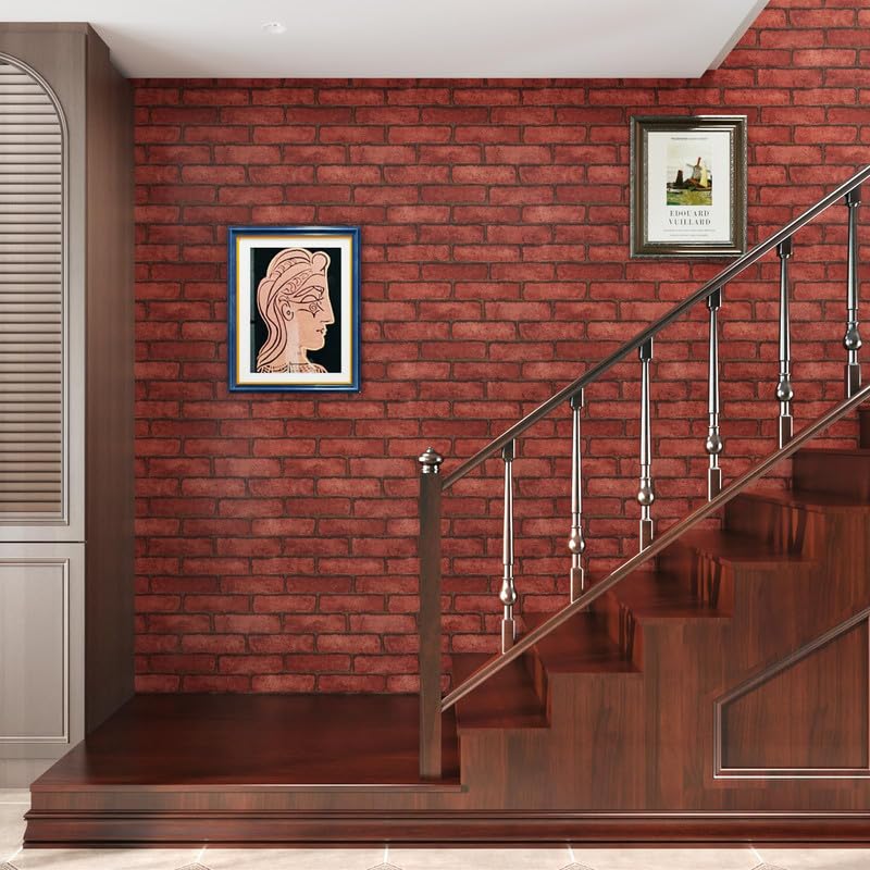 Image of Brick Wallpaper self Adhesive Brick Design Wall Stickers /DIY Wallpaper for Home Hotel Living Room Bedroom Cafe Deco | 1 Feet X 6.5 Feet-