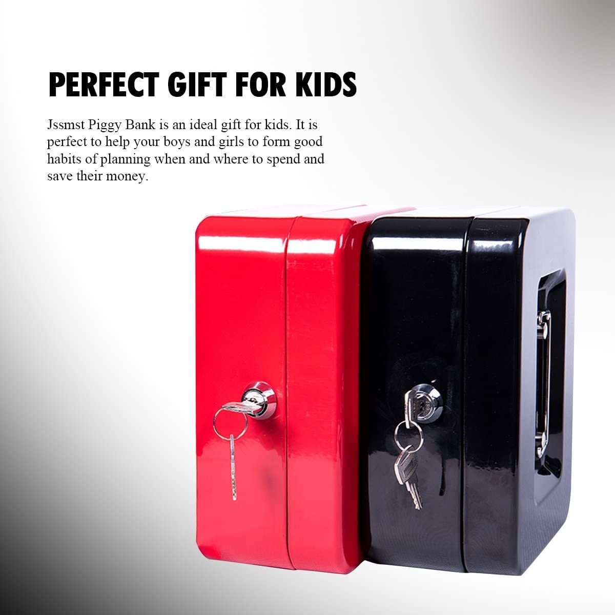 Ostin Small Cash Box with Key Lock and Coin Try, Portable Cash Box Tin Steel Money Safe Box, Pocket Money Box,Mini Metal Cash Box, Cash Box with Money Tray, Money Coin Slot (Black) 4
