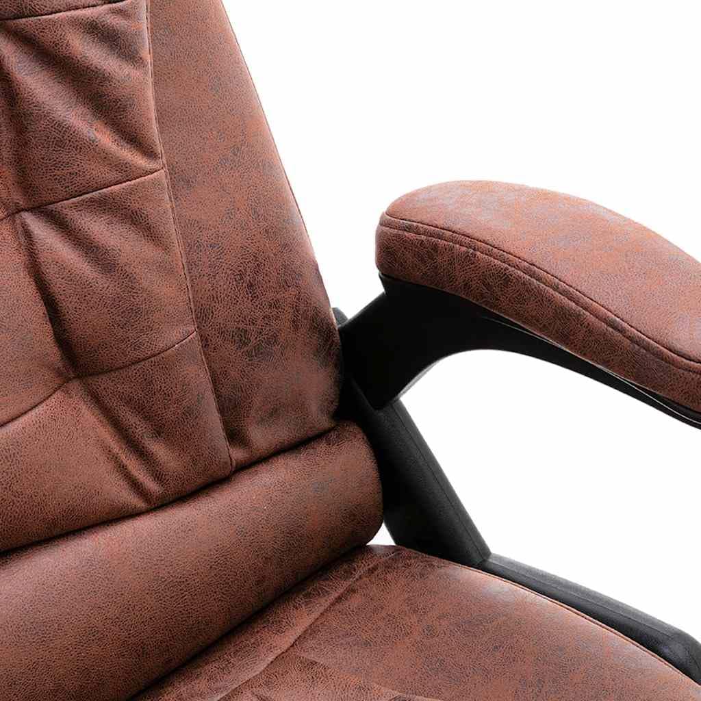 Sedia da ufficio con funzione massaggiante e funzione riscaldante, marrone chiaro, effetto camoscio, ergonomica, regolabile in altezza, con ruote, sedia girevole per ufficio in casa e studio