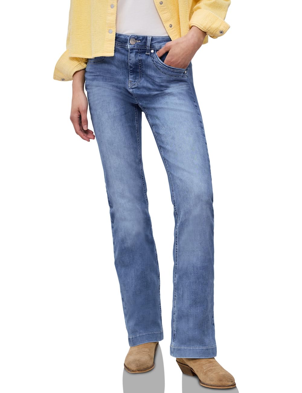 STREET ONE Jeans Bootcut High Waist Light Blue Wash Bootcut Jeans