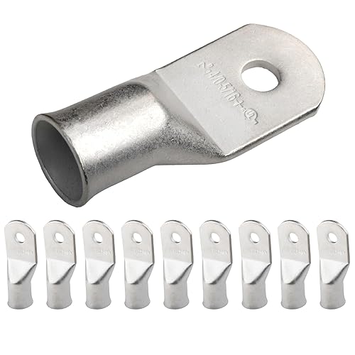 Miniatura 415 de SELTERM - Terminal en anillo de grado marino UL 2/0 AWG 3/8 pulgadas (25 uds) para batería, terminal tubular de cable eléctrico, conector calibre