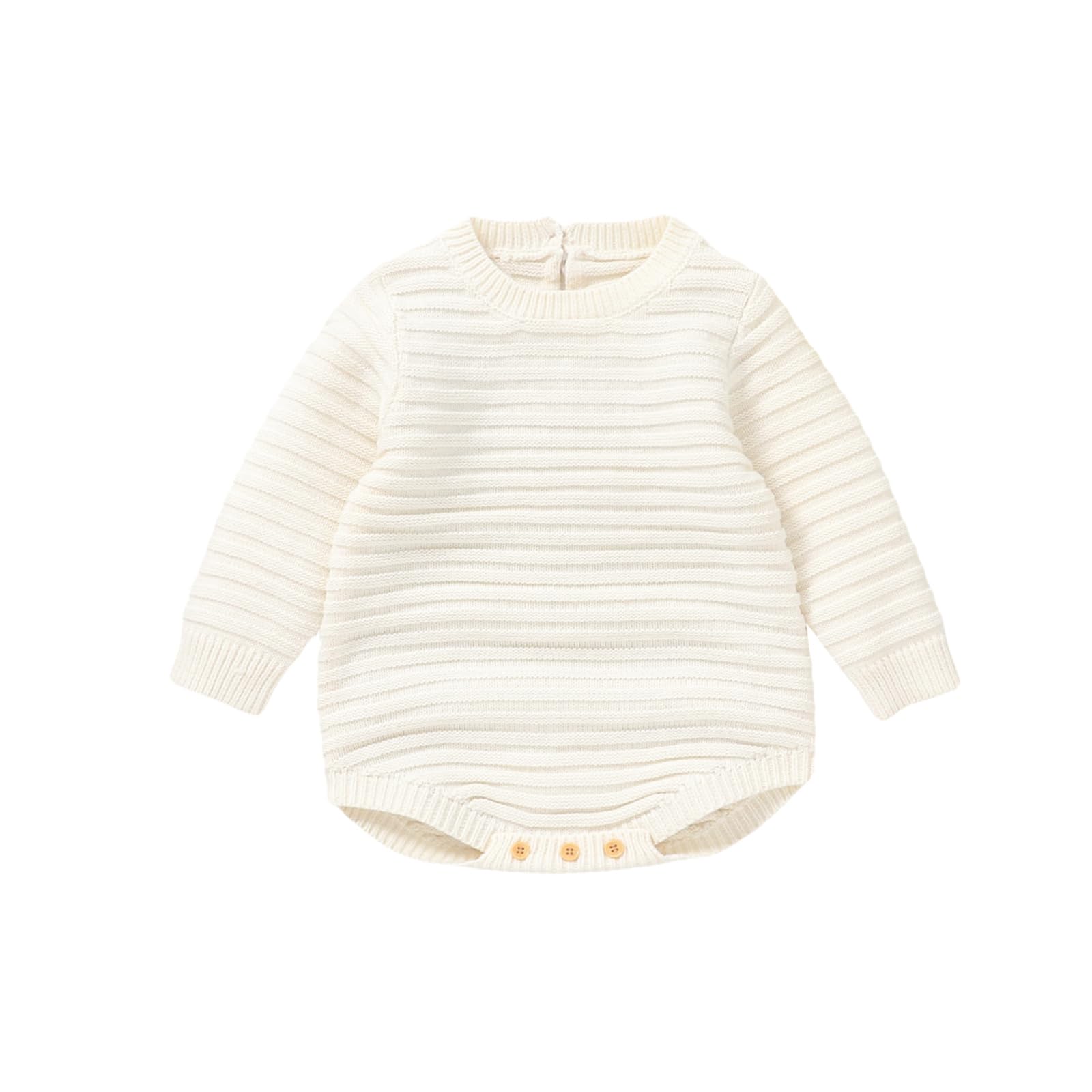 Ursobutegl Newborn Baby Girl Boy Knitted Romper Sweater Long Sleeve Knit Oversized Bodysuits Sweatshirt Fall Winter Clothes (Apricot, 12-18 Months)