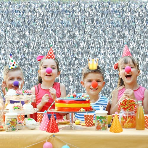 Image of TONIFUL 3Pcs Wavy Metallic Tinsel Foil Fringe Curtains Silver Streamer Backdrop for Photo Booth Props,Party Door Wall Curtain,Bachelorette,Birthday,Anniversary,Bridal Shower Decor (9.9ft x 6.6ft)
