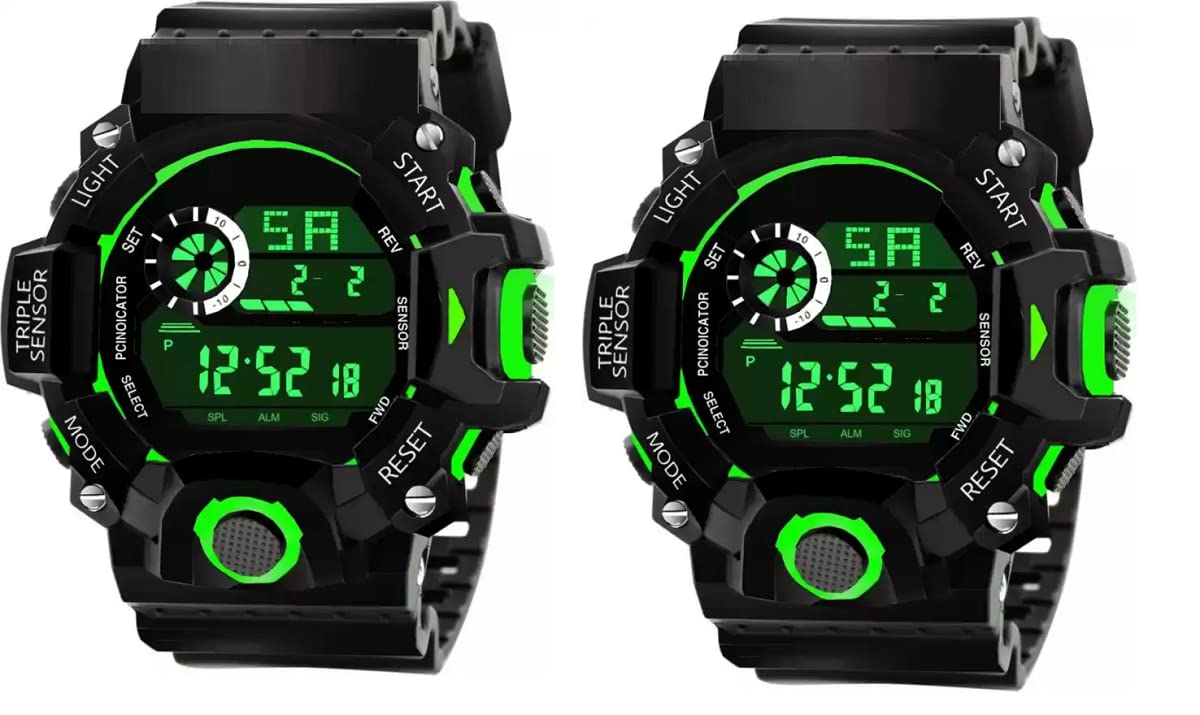 SELLORIA Brand Digital Colours Dial Combo Unisex Wrist Watch for Men Pack of 2 (Green) (B0C4KV62YZ) Amazon Price History, Amazon Price Tracker
