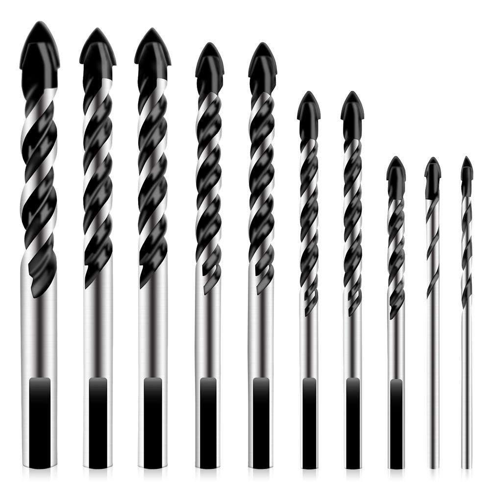 Amazon Donken コンクリートドリルビット ドリルビット 10本組 3 4 5 6 6 8 8 10 10 12mm 高硬度合金ドリル コンクリート レンガ タイル ガラス 木材 鉄工用 電動ドリルビットセット 収納ケース付き 木工用ドリルビットセット