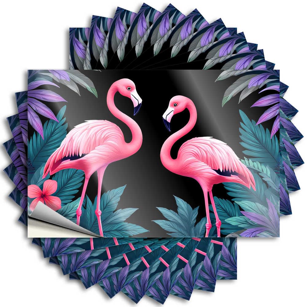 Lettering Sticker Aesthetic Vinyl Sticker | Exotic Pink Flamingos in Tropical Paradise Cool for Math Use(6X9CM)