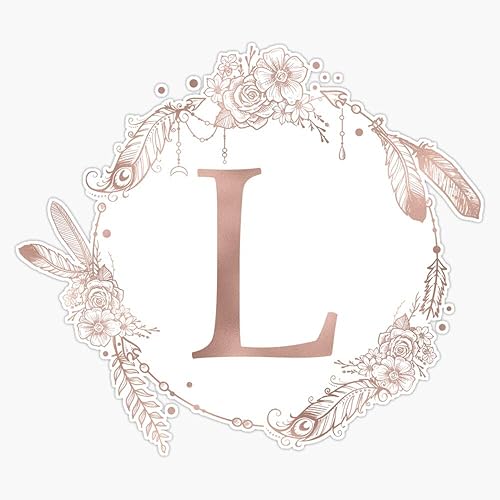 Calcomanía impermeable con monograma inicial de oro rosa, letra L, para coche, laptop, pared, ventana, 5 pulgadas