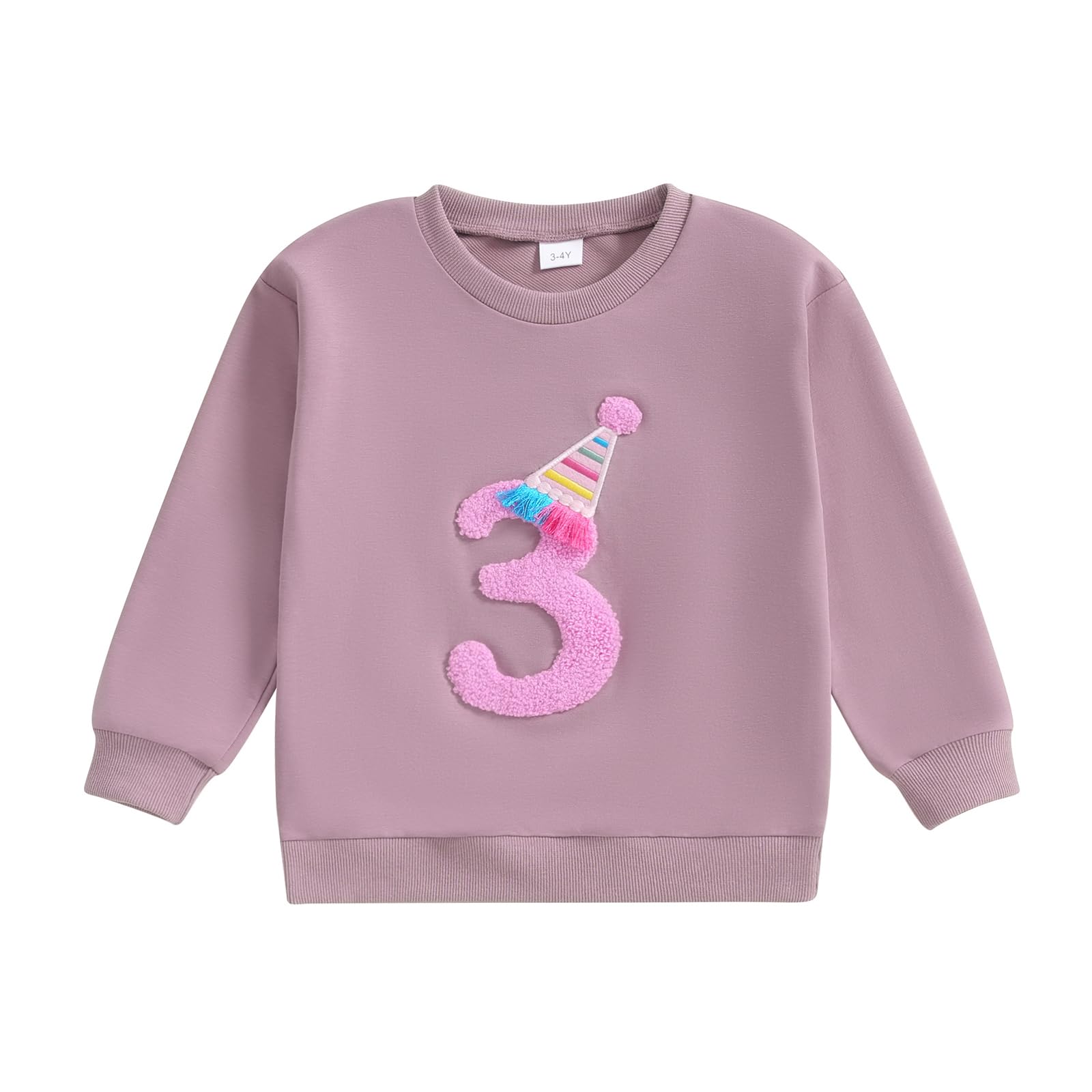 Felpa con cappuccio per il primo compleanno, per bambini e bambine, a maniche lunghe, girocollo, con stampa di lettere, felpa con cappuccio, per autunno e inverno, per bambino (viola 3, 3-4 anni),