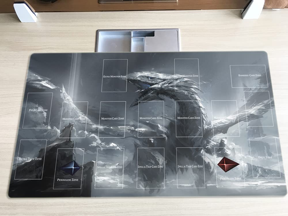 Tapete De Juego Para Cartas De Anime – Dragón Blanco De Ojos Azules – Tamaño 600x350 Mm – Incluye Bolsa De Transporte – Superficie Antideslizante – Ideal Para TCG Y CCG