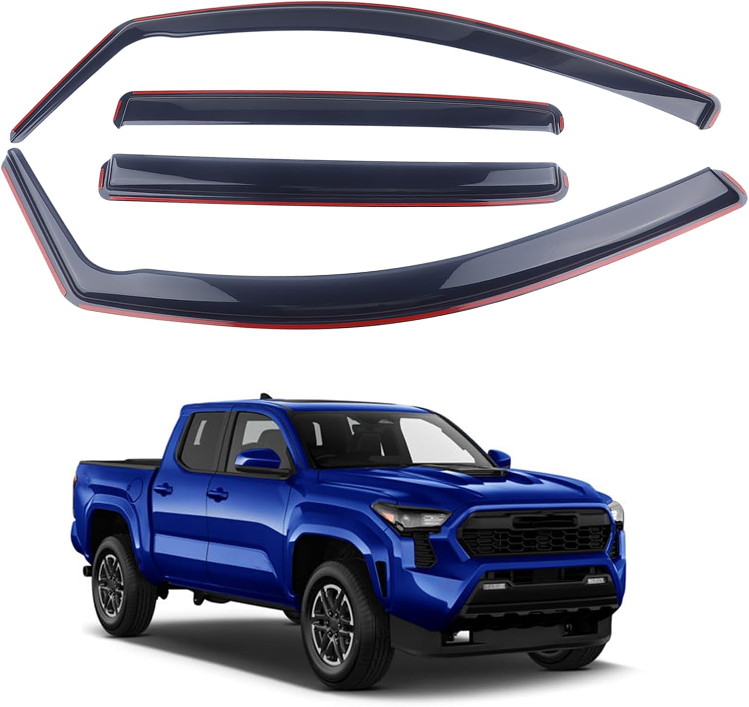 4 Pieces in-Channel Extra Durable Rain Guards Fit for 2024 2025 Toyota Tacoma,Window Deflectors,Window Visors (Smoke Black)
