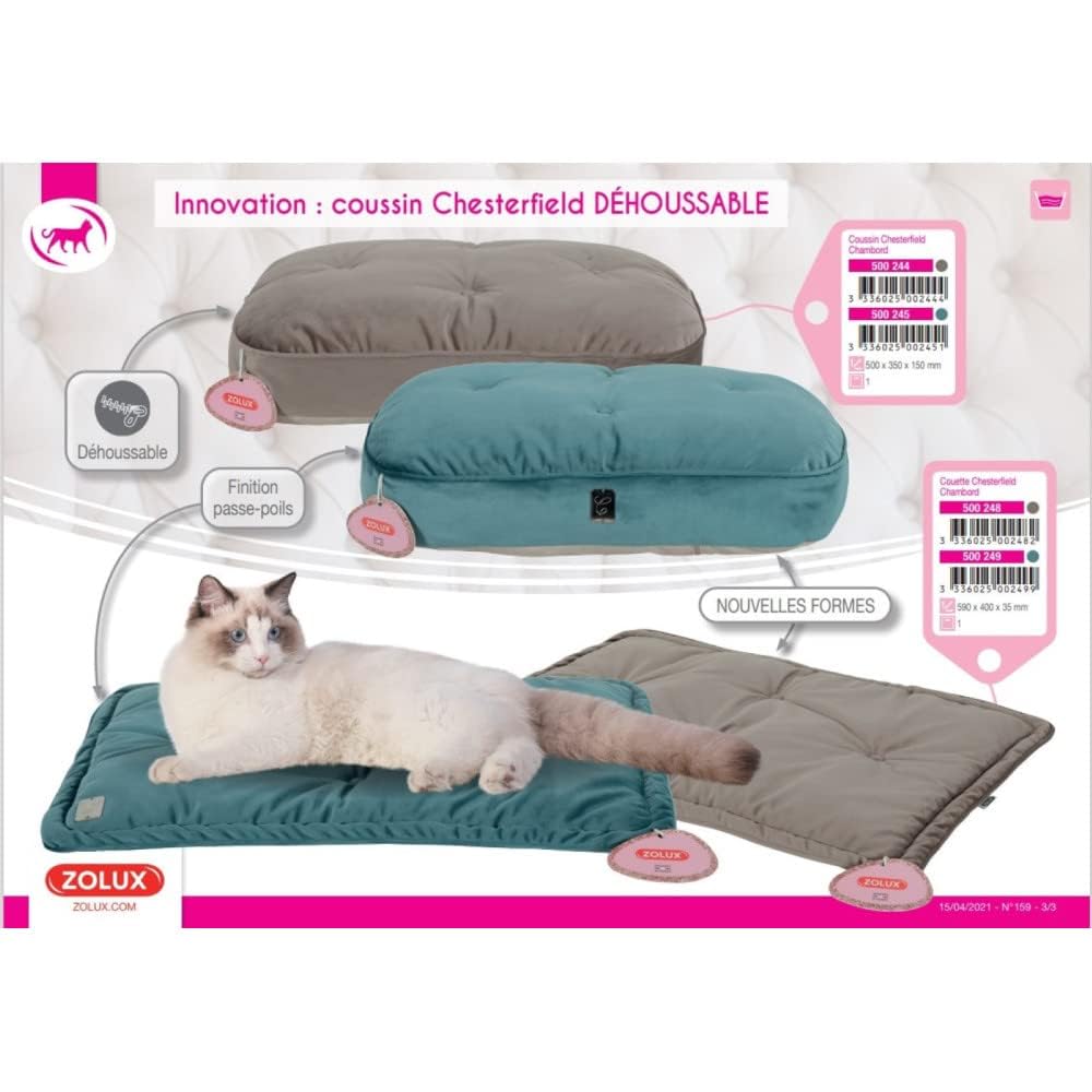 Zolux - Corbeille Chesterfield Chambord Vert Paon. ø 41 cm. pour Chats.