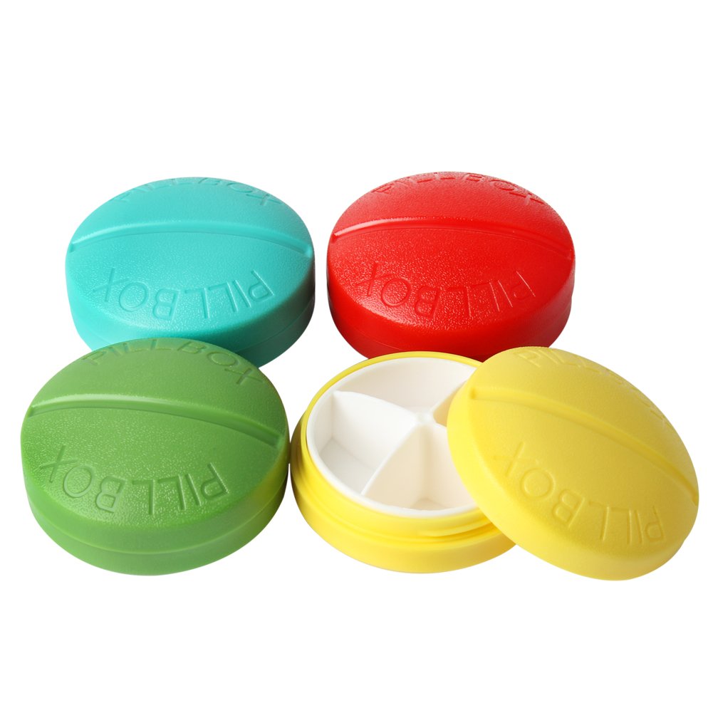 (4 Pack)Ciaoed Pocket Gum Pill Box, Travel Case with 4 Large Compartments ,Portable Pill Container for Purse