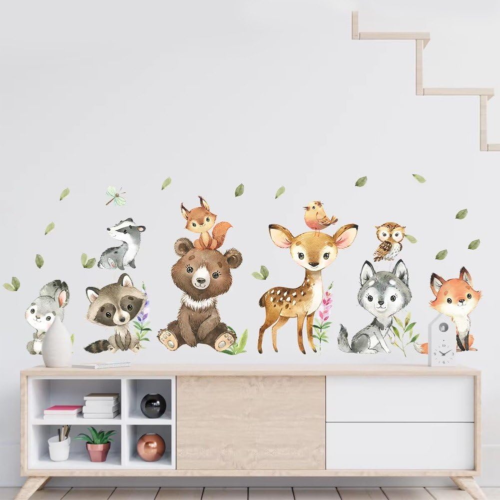 Zwierzęta w dżungli naklejki ścienne kreskówka żyrafa niedźwiedź królik naklejki ścienne odklej i przyklej artystyczne naklejki ścienne do sypialni dzieci salonu przedszkola pokój zabaw klasa