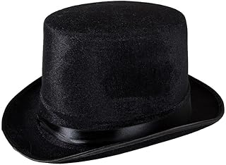 HENBRANDT Adult Black Velour Top Hat - Victorian Steampunk Magician Ring...