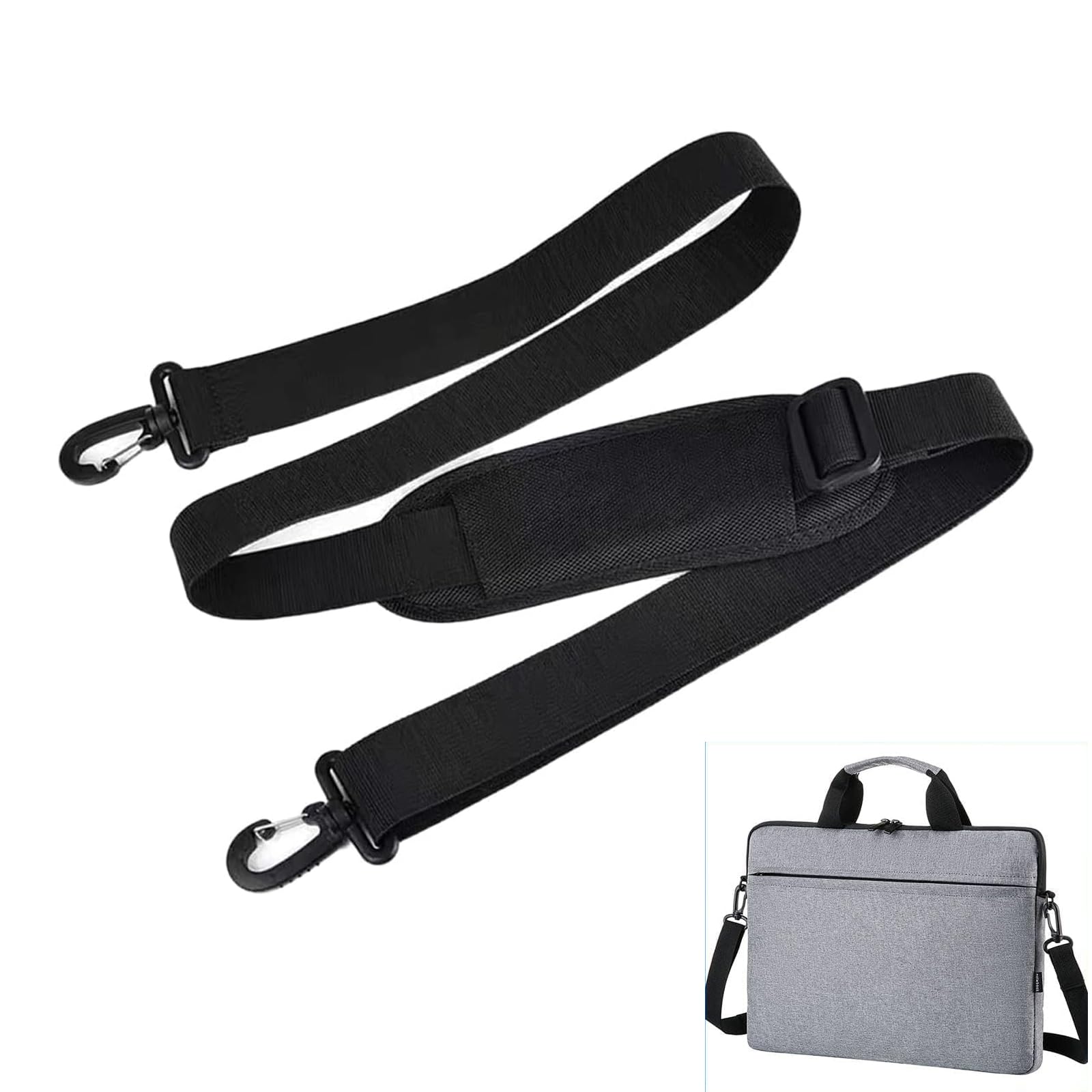 Jfgdvw Black Bag Straps, Adjustable Replacement Padded Shoulder Bag Strap, Universal Cross Body Bag Straps, For Luggage, Laptop Bags,Messenger Briefcases, Handbags, And Sports Gear (Black)